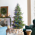 Glitzhome 15ft Prelit Artificial Christmas Tree, Vibrant Evergreen Fir with 5,000 Warm White/Multi-Color Chasing and Twinkling Lights, 13,459 PE&PVC Branch Tips, 9 Function w/Foot Pedal, Simple Setup