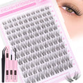 Natural Lash Clusters Kit Wispy Eyelash Clusters Kit with Bottom Eyelashes C Curly Lash Extension Kit with Invisible Band DIY Individual Lashes Kit with Lash Bond and Seal 132Pcs