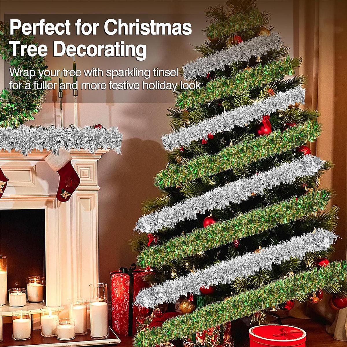 39 FT Silver Tinsel Garland Metallic Christmas Tree Party Decoration