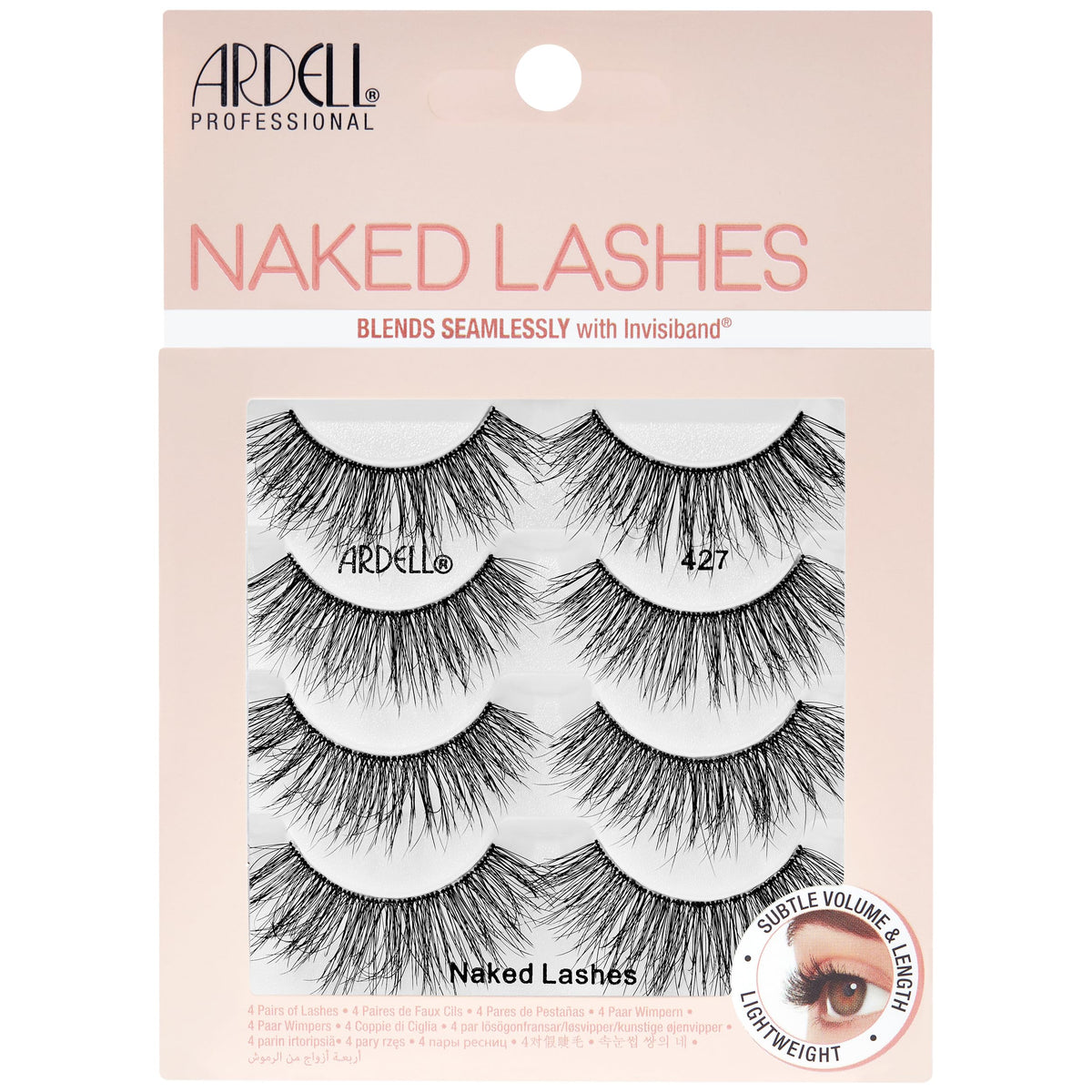 Ardell Naked Strip Lashes 421 Natural Looking False Eyelashes, 4 Pairs | Seamless Blend with Invisiband for Long-Lasting Lightweight Wispy Texture Adds Subtle Volume, Synthetic Hair, Cruelty Free
