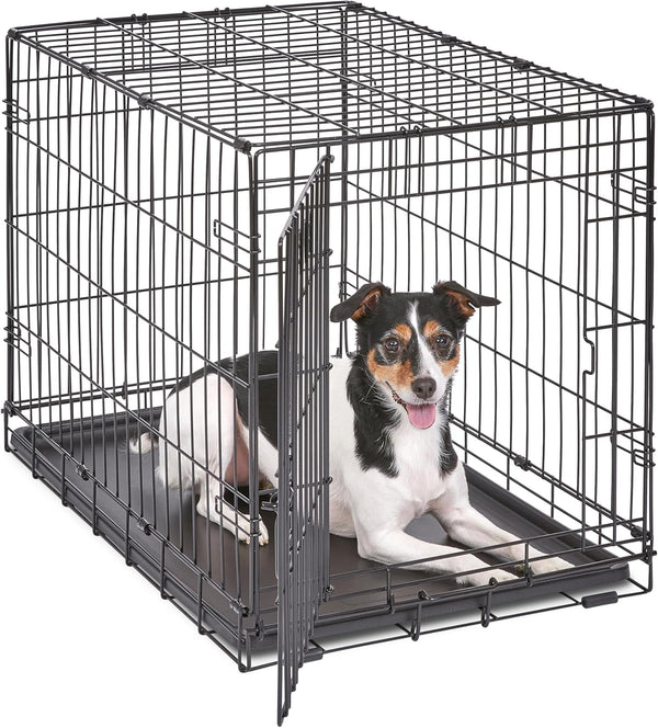 MidWest Homes for Pets 30-Inch iCrate for Medium Breeds, 21-40 lbs, Single Door Folding Dog Crate with Divider Panel, Leak-Proof Tray & Secure Latch, Portable, Durable & Easy to Assemble