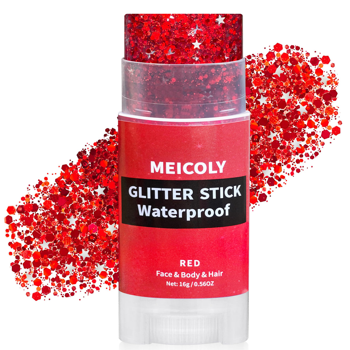 MEICOLY Orange Face Glitter Stick,Halloween Hair Glitter Stick for Women,Autumn Sparkle Orange Accessories Body Glitter Makeup,Waterproof Fall Face Glitter for Party Rave Festival