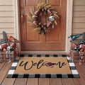 Tinideya 2 23.6 X 35.4 Inches Plaid Ghost Red Brown | Layered Coir Doormat Set, Non Slip Backing for Outdoor Entryway, Buffalo Plaid Seasonal Design, Front Porch Home Decor