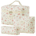 HBselect Quilted Makeup Bag, 3PCS Cotton Large Travel Makeup Bag, Cute Floral Coquette Make up Bag Cosmetic Bag Toiletry Bag for Women Girls