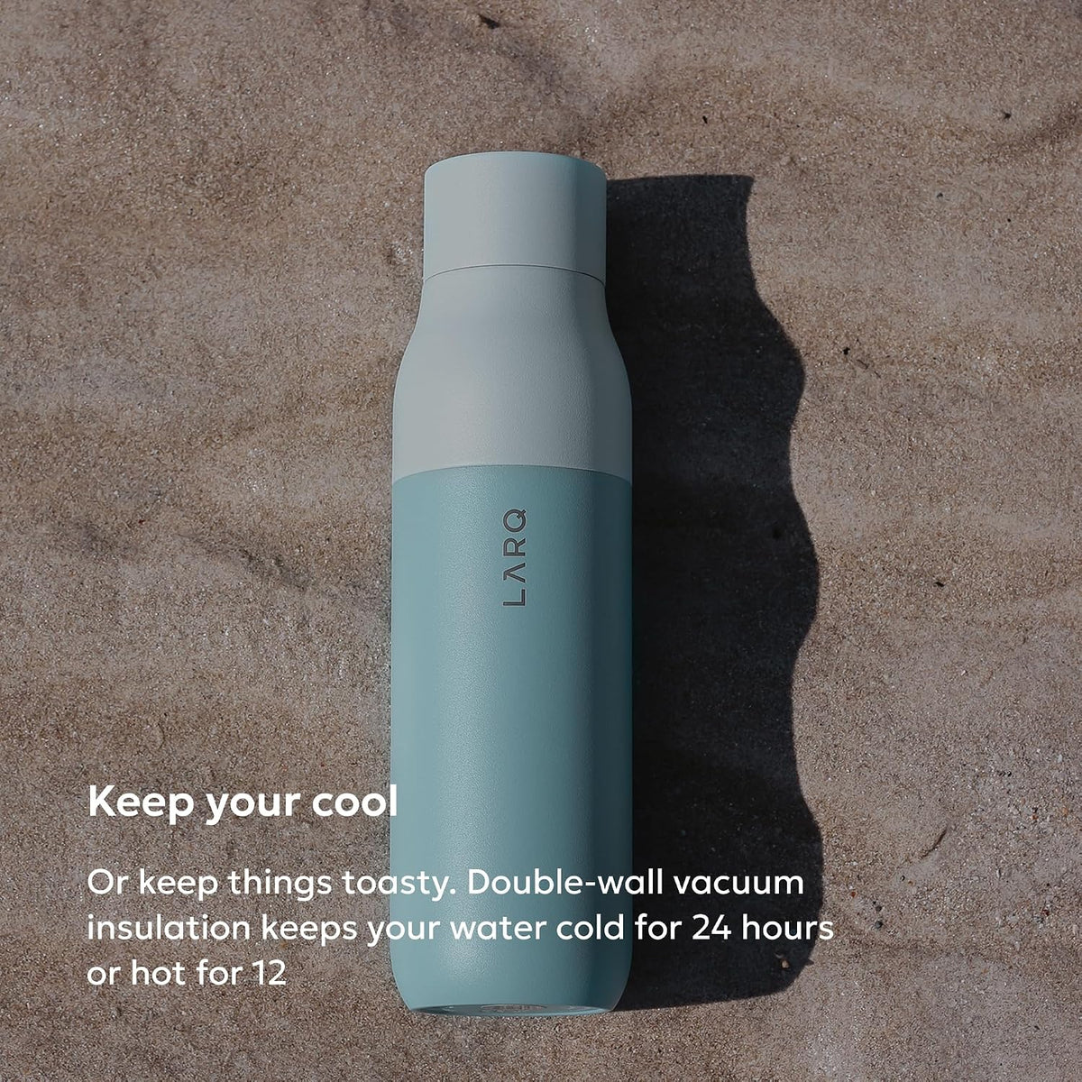 LARQ Twist Top — Reusable Insulated Stainless Steel Water Bottle, Metal Water Bottle for Men, Women, Kids, 100% Leakproof, BPA Free, No Straw — Travel, Gym, Office, School — 25 oz, Seaside Mint