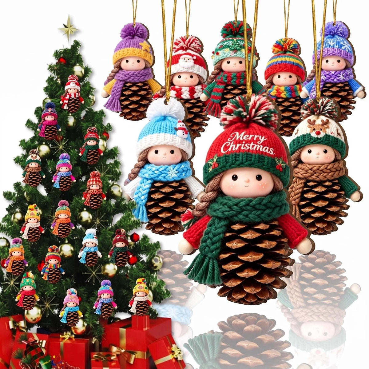 16Pcs Gingerbread Cat Christmas Ornaments