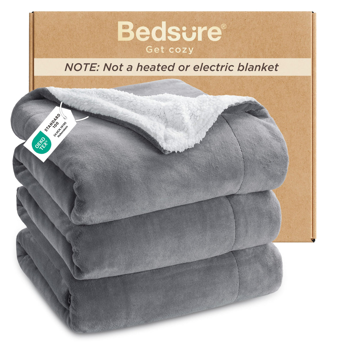 Bedsure GentleSoft Sherpa Fleece Throw Blanket for Couch, Non-Heated, Thick and Warm Throw for Women and Men, Soft Fuzzy Plush Weight Blanket for Winter, Navy, 50x60 Inches