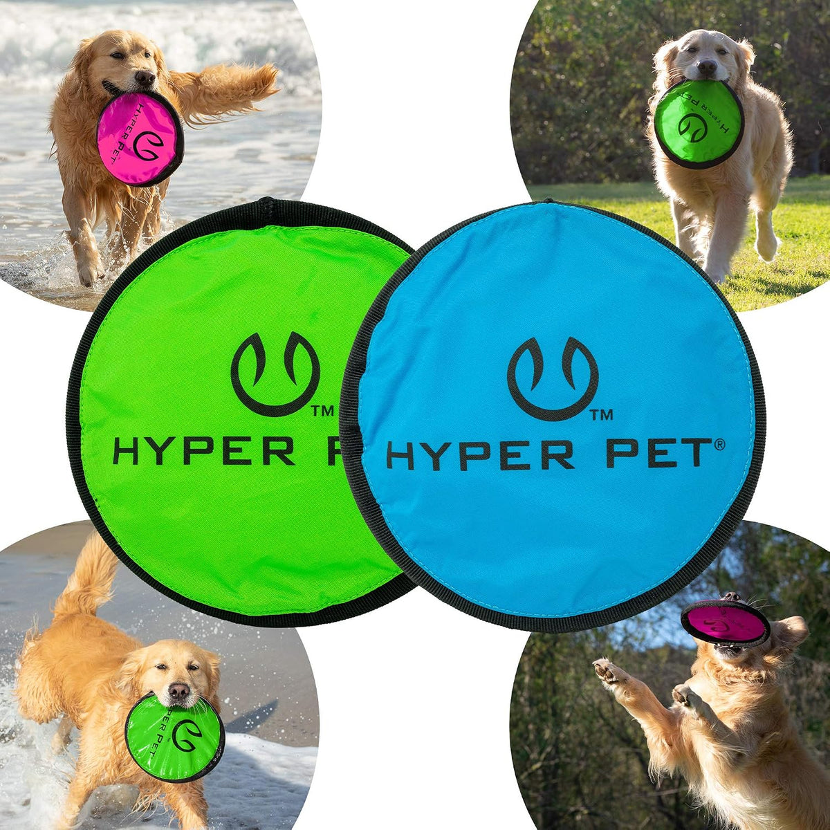 Hyper Pet Flippy Flopper Flying Disc Soft Dog Toy 9 Inch, Floats, 2 Pack | Safe on teeth for all breeds, stays on the water surface for pool and lake fetch games, colors may vary with every order