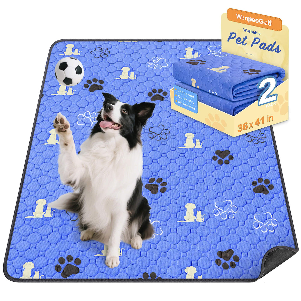 WanpeeGoo Washable Pee Pads for Dogs, Waterproof, 18 x 24 in, 4 Pack, Gray | Super Absorbent, Waterproof and Non-Slip; Washable, Reusable Dog Pads for Crates, Playpens, Floors, Furniture and Travel