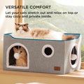 Bedsure Extra Wide Cat House Bed with Fluffy Ball and Scratch Pad,Grey | 23.6x16.9x13 in,Indoor Cat Cave for Multiple Pets, Foldable Cat Hideway Cube for Sleeping Large Cat and Kitten