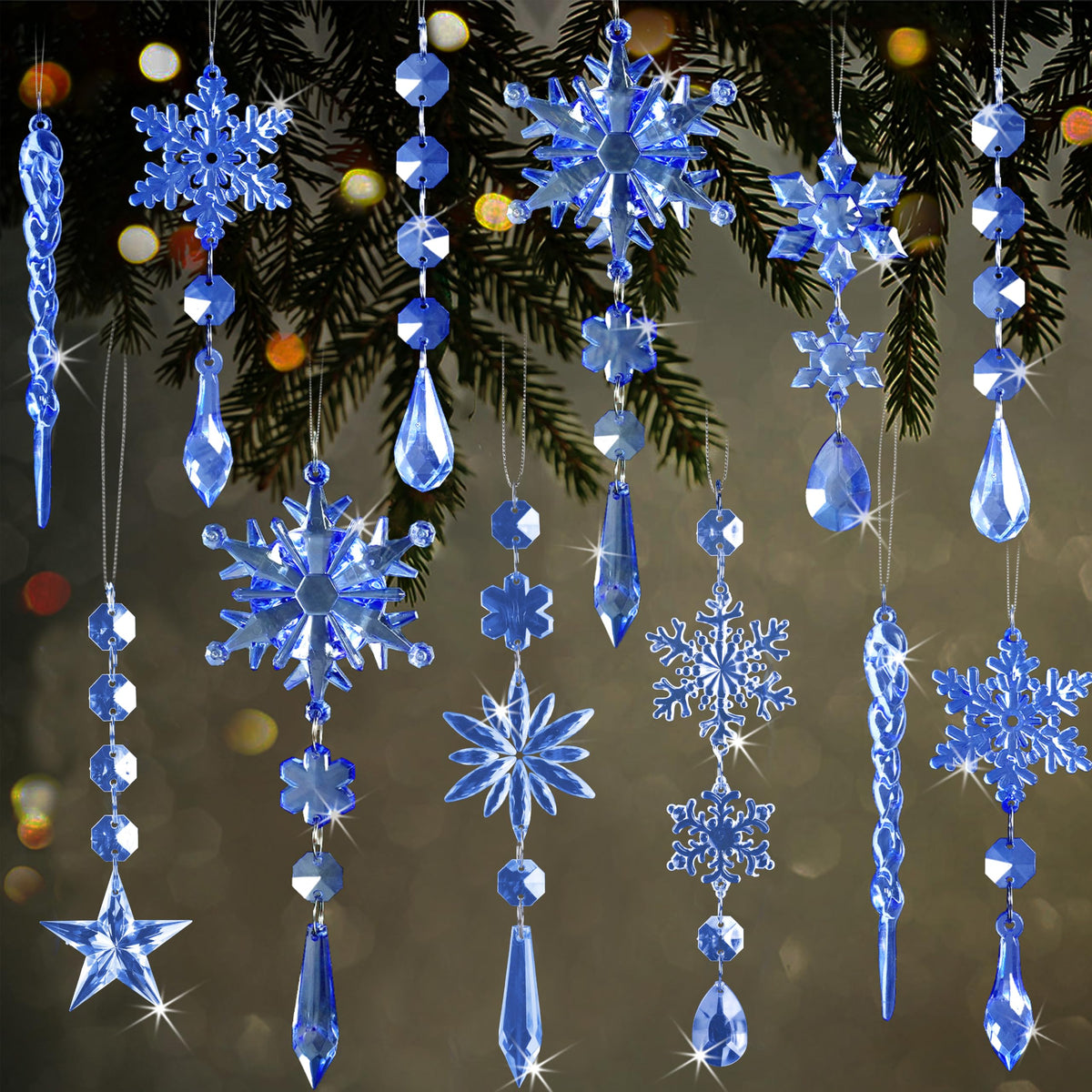 Crystal Ornaments for Christmas Tree Winter Wonderland Decorations
