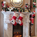 WEWILL 18" Dog Felt Christmas Stockings Paws Puppy Red Xmas Stocking Decor