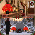 Der Rose Large Artificial Poinsettia Flowers with Lights for Outdoor, 14 in