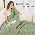 Chunky Knit Blanket Throw for Couch, 51"x63" Chunky Yarn Knitted Blankets | 100% Hand Knit Thick Chenille, Soft Breathable for Bed, Sofa, Home Decor, Cozy Gifts for Women Friends, Sage Green