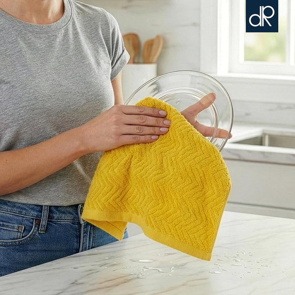 DecorRack 100% Cotton Kitchen Towels 15x25 in, Rustic Set (Pack of 4)