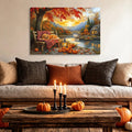 YZDQLANY Canvas Wall Art Autumn Landscape Dog Pumpkin Wall Decor