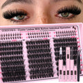 Goddvenus Lash Clusters Kit Wispy Eyelash Clusters Lashes Natural DIY Lash Extension Kit 10-16mm Cluster Eyelash Extensions Kit 300pcs C Curl Individual Lashes Cluster Eyelash (No Tweezers)