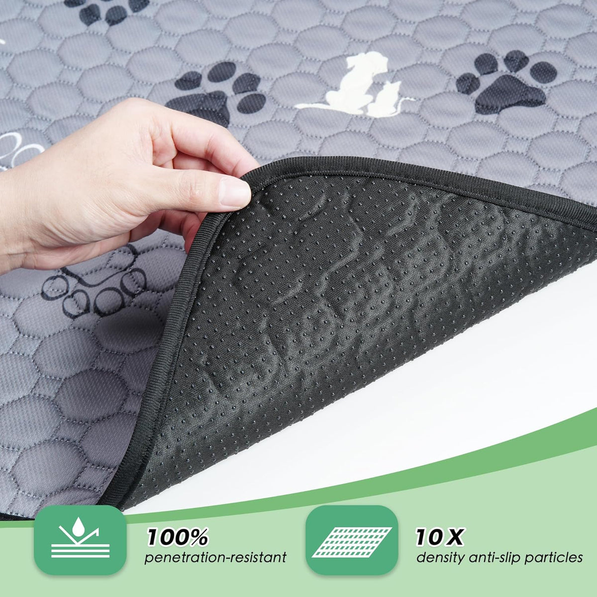 WanpeeGoo Washable Pee Pads for Dogs, Waterproof, 18 x 24 in, 4 Pack, Gray | Super Absorbent, Waterproof and Non-Slip; Washable, Reusable Dog Pads for Crates, Playpens, Floors, Furniture and Travel