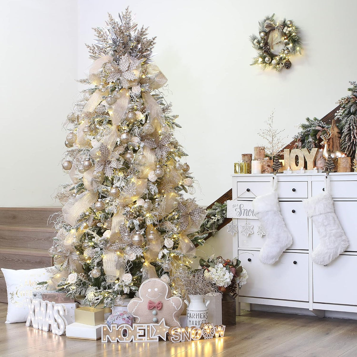 Sea Team 30-Pack Clear Christmas Ball Ornaments with Fillers, Champagne