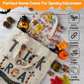 ATFUNSHOP 13.8" Large Halloween Tote Bag Trick or Treat Canvas Reusable Large Bucket for Kids Boo Pumpkin Ghost