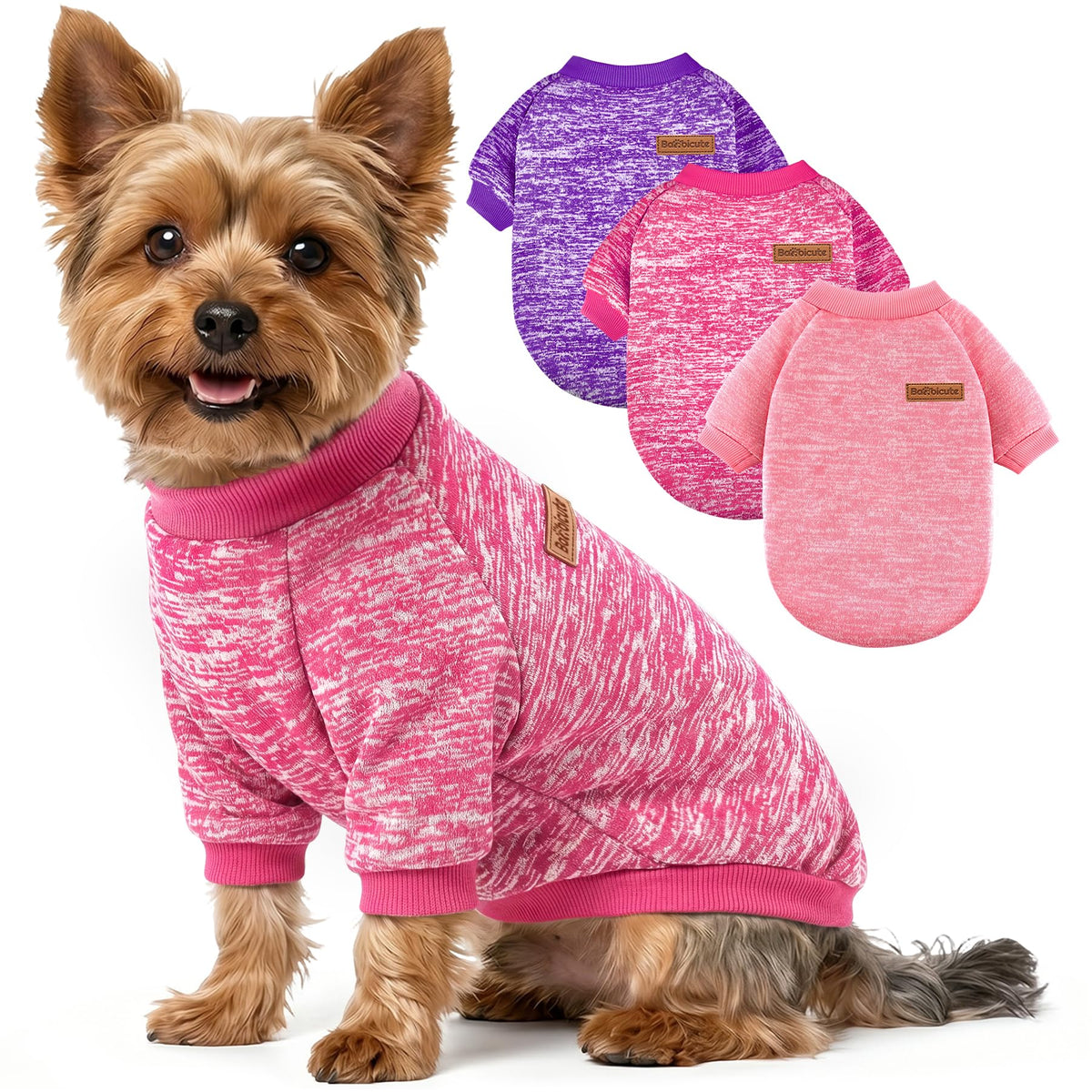 3 Pack Dog Sweaters for Small Dogs Girl Boy Winter Fleece Clothes Warm Soft Dog Sweatshirt Outfit for Dogs Cats Pet Apparel