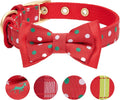 Blueberry Pet Luxurious Christmas Festival Polka Dot Adjustable Dog Collar with Detachable Bowtie, Neck 13-16.5", for Medium Breed