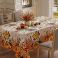 XCHI Fall Harvest Squirrel Turkey Maple Leaves Cross Pumpkin Thanksgiving Tablecloth Rectangle Table Cloth Table Covers for Indoor Dining Home Party Decorations 60x84 Inch