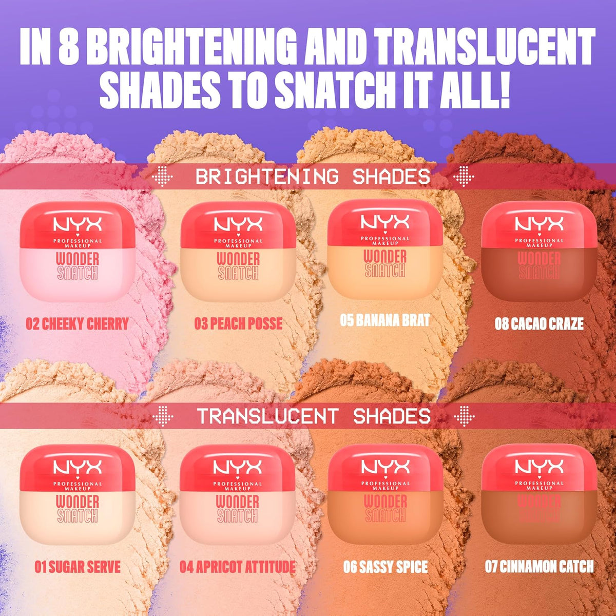 NYX PROFESSIONAL MAKEUP Wonder Snatch Setting Powder, Lifting Loose Powder With Up To 16HR Wear - Cheeky Cherry (Brightening Pink)