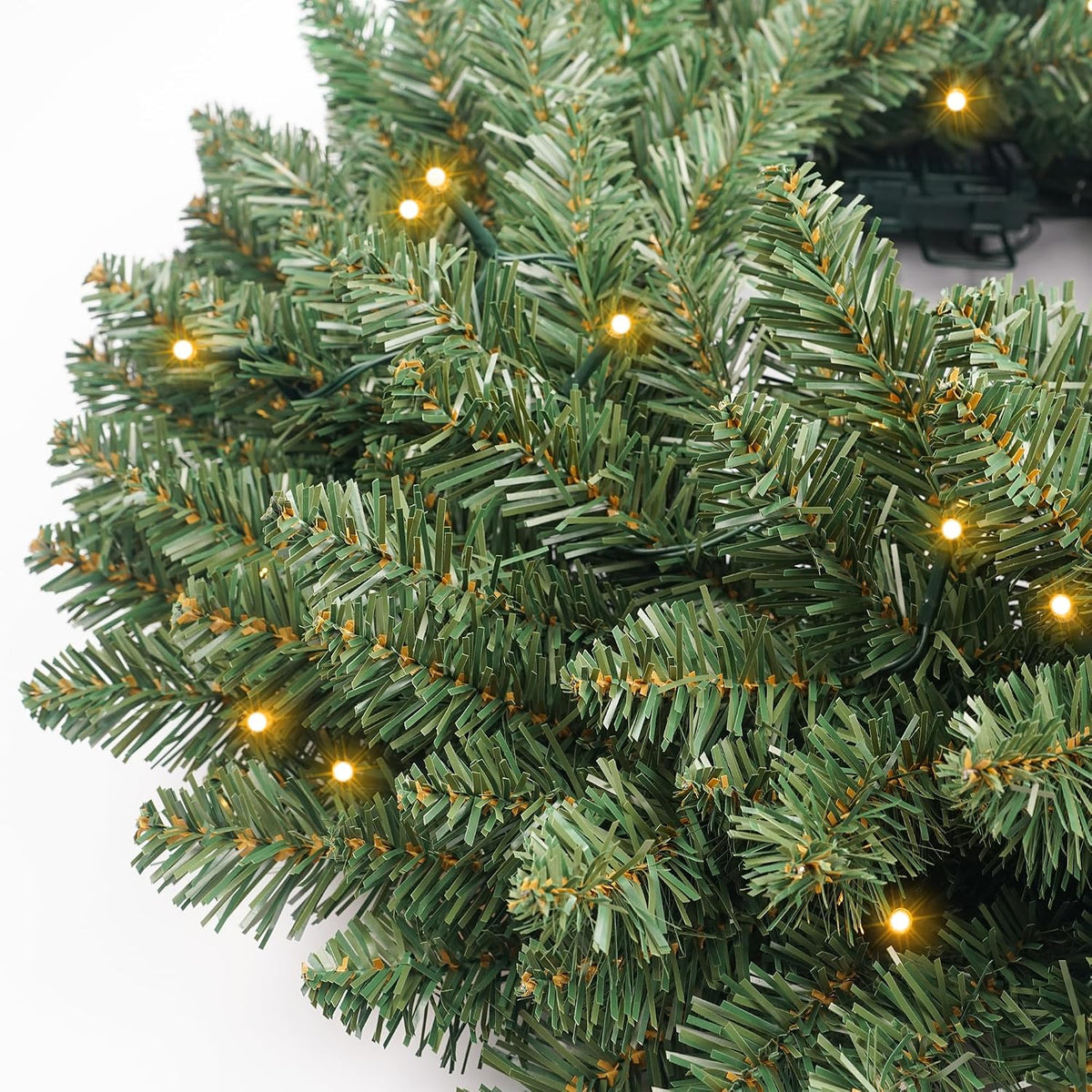 Christmas Wreath Pre Lighted 24 inch with 50 Led, Battery Operated Artificial Christmas Wreaths for Front Door with Lights, Green Christmas Decoration for Door Windows Wall