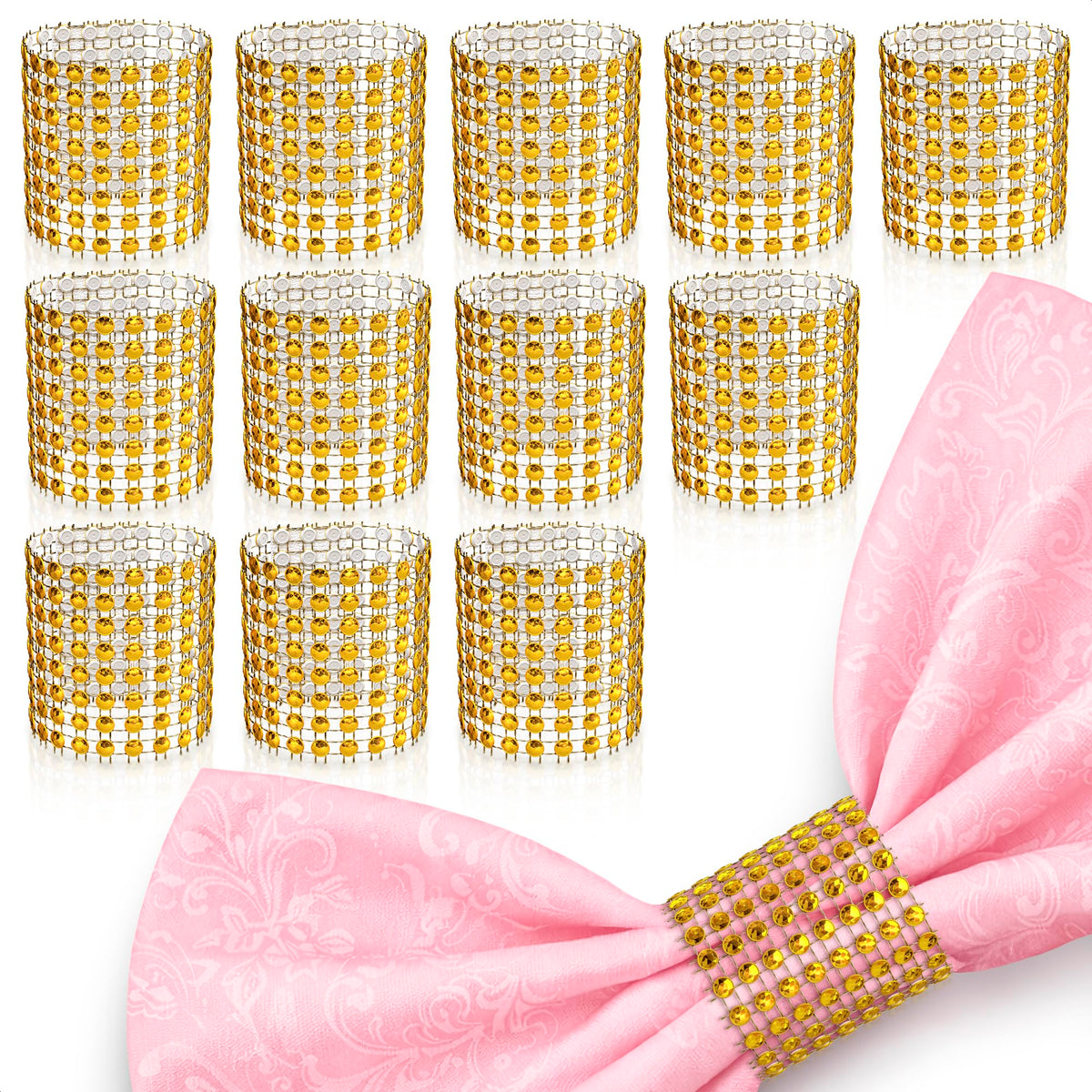 Thanksgiving Napkin Rings Set of 12 Gold Leaf, Christmas Napkin Rings