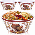 3 Pcs 10" Thanksgiving Serving Bowls, Turkey Print