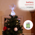 Alpine Corporation 11" Tall Angel Tree Topper with Fiber Optic Wings and LED Light, with Timer Function, Durable Plastic, and Radiant Glow for Holiday Christmas Decoration