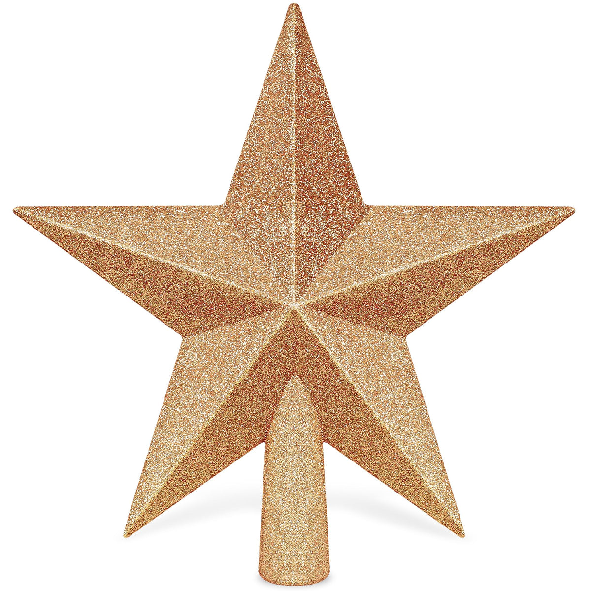 Christmas Tree Star Topper, 8" Gold Glitter Xmas Star Tree Decorations, 3D