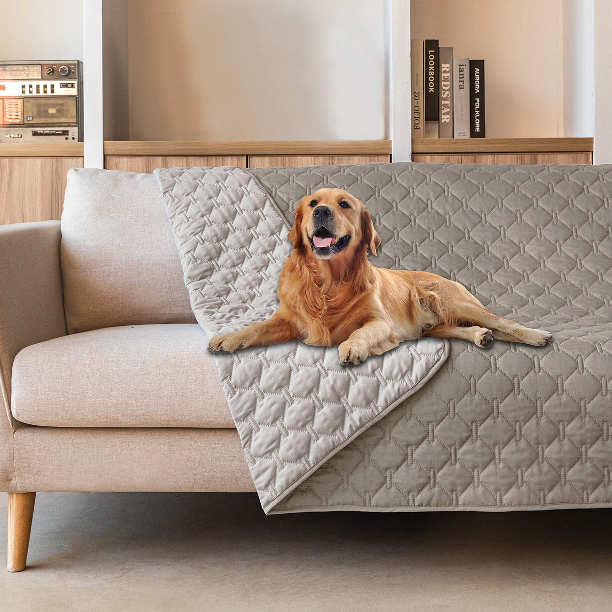 gogobunny Waterproof Pet Blanket for Bed, Washable Couch Cover for Dog Cat