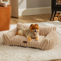 Bedsure ComfyFleece™ Shown on TV Fluffy Cute Dog Couch for Pets,30in Cream | Small & Medium Dog Bed Washable Cover,Supportive Couch Bed for Small Dogs,Pet Sofa Seen on Good Day New York,Up to 20 Lbs