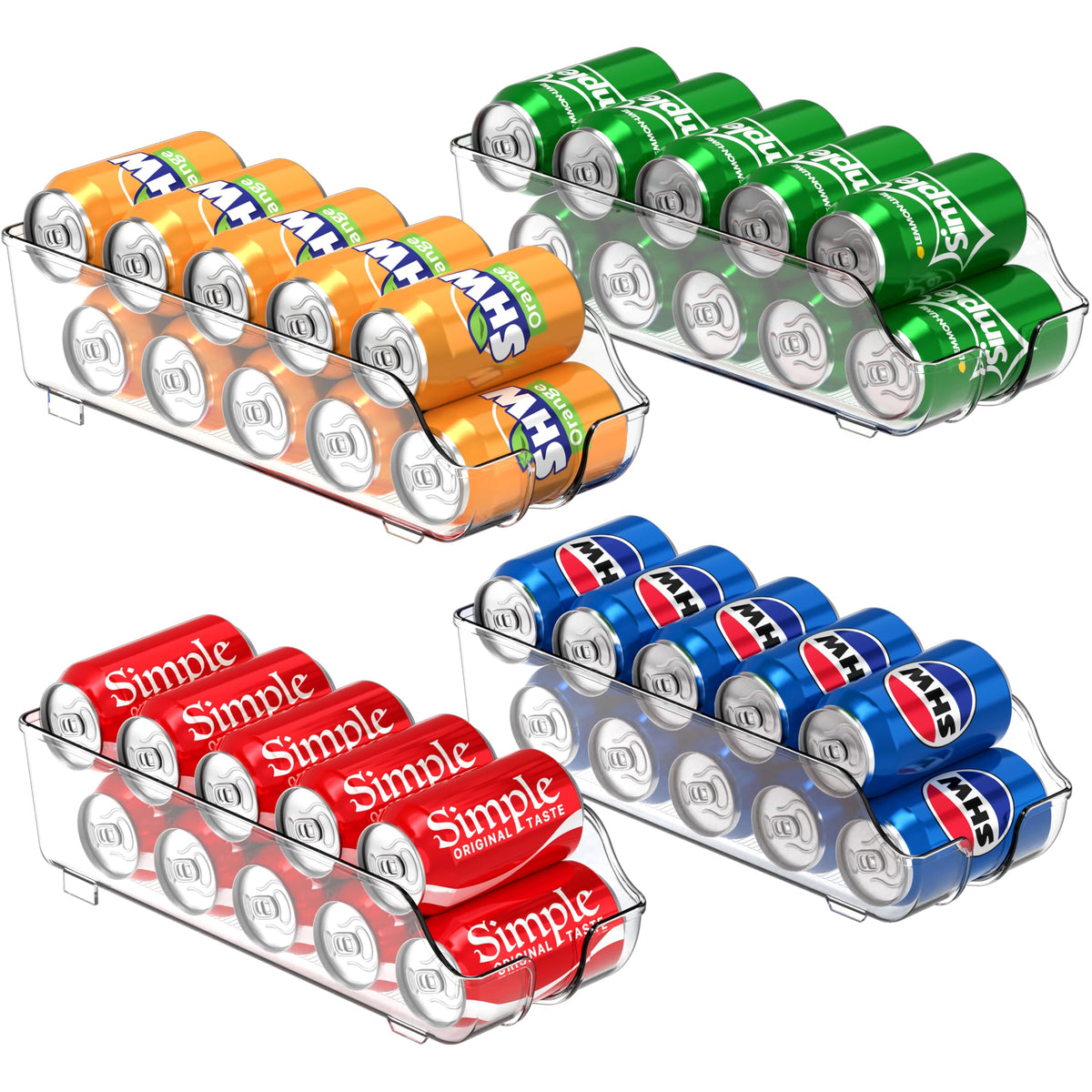 Simple Houseware Soda Can Organizer Dispenser Refrigerator/Pantry, Set of 2 | Clear