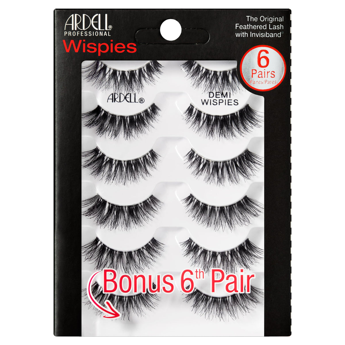 Ardell Demi Wispies False Eyelashes – Natural Wispy Strip Lashes with Invisiband, Lightweight Reusable Fake Lashes for Volume & Length, 4 Pairs