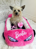 Megatoys Barbie Plush Car Pet Bed- Themed Plush Pink Pet Bed for Dogs and Cats – Soft and Cozy Pet Bed with Barbie Pillow and Car Design