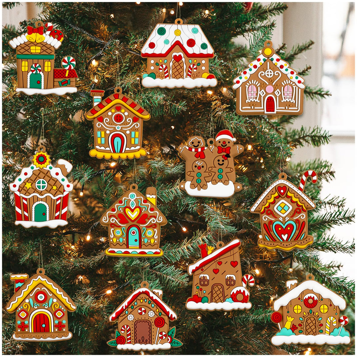 kockuu 16pcs Gingerbread Man Ornaments for Christmas Tree Decorations