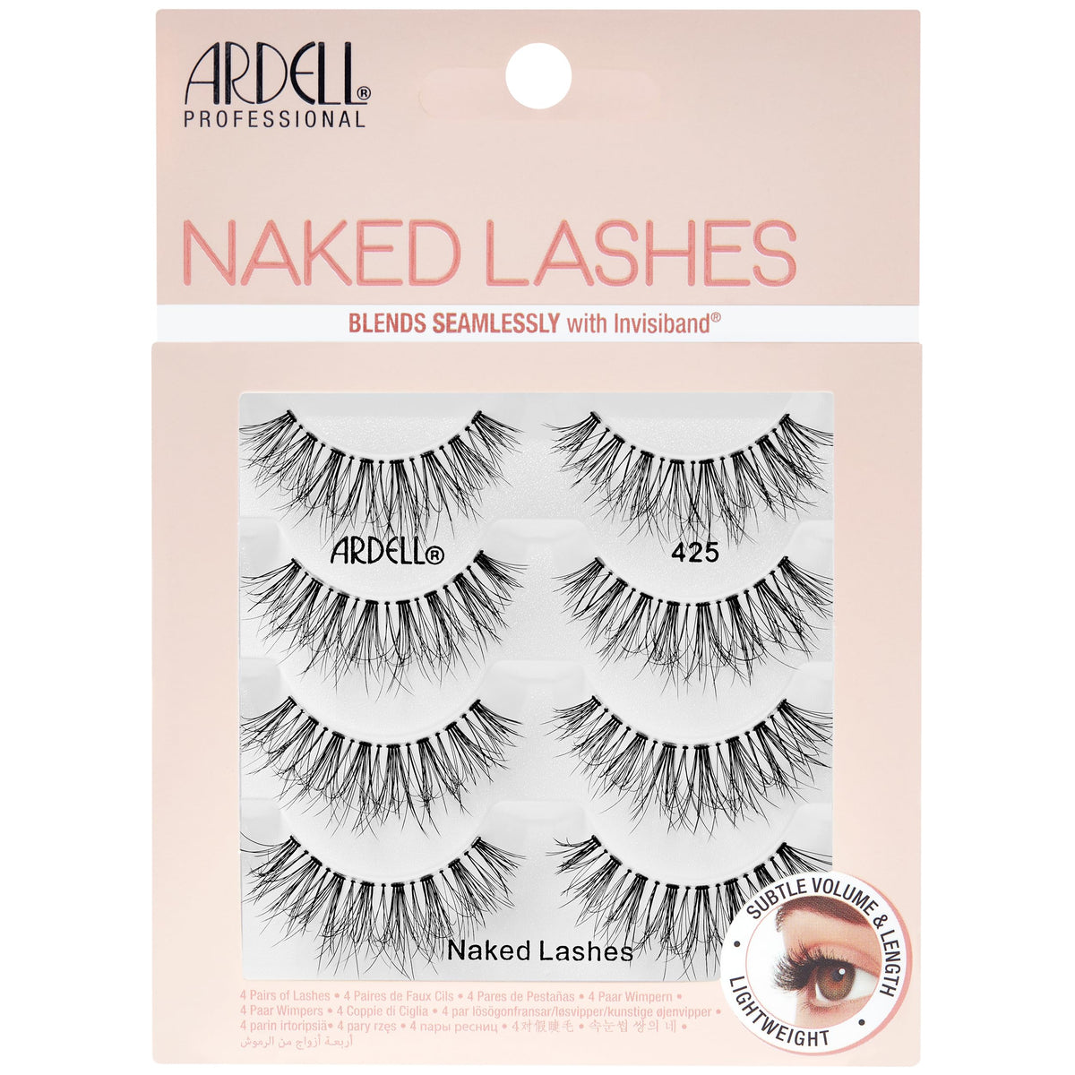 Ardell Naked Strip Lashes 421 Natural Looking False Eyelashes, 4 Pairs | Seamless Blend with Invisiband for Long-Lasting Lightweight Wispy Texture Adds Subtle Volume, Synthetic Hair, Cruelty Free