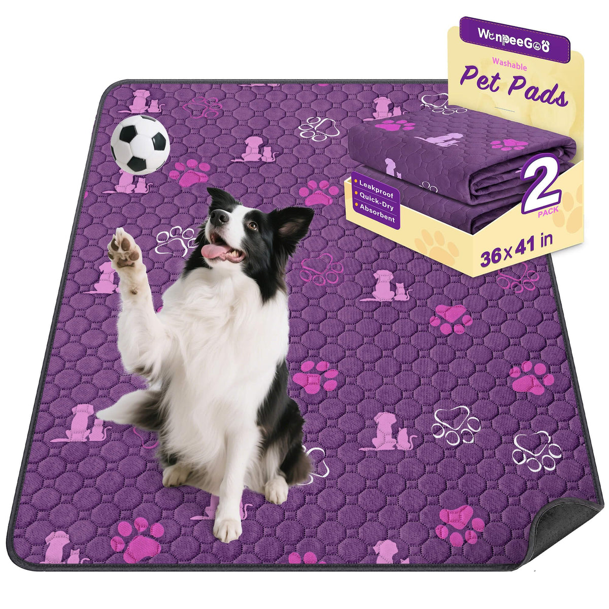 WanpeeGoo Washable Pee Pads for Dogs, Waterproof, 18 x 24 in, 4 Pack, Gray | Super Absorbent, Waterproof and Non-Slip; Washable, Reusable Dog Pads for Crates, Playpens, Floors, Furniture and Travel