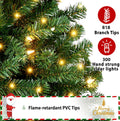 Yaheetech 6ft Pre-lit Christmas Tree with 300 Warm White Lights, Green