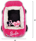 Megatoys Barbie Plush Car Pet Bed- Themed Plush Pink Pet Bed for Dogs and Cats – Soft and Cozy Pet Bed with Barbie Pillow and Car Design