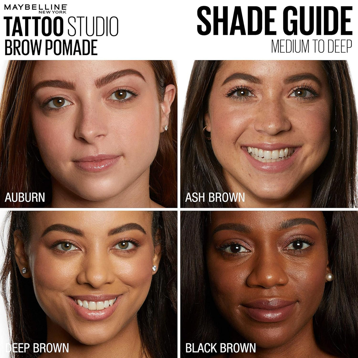Maybelline TattooStudio Brow Pomade Long Lasting, Buildable, Eyebrow Makeup, Black Brown, 1 Count