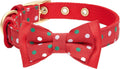 Blueberry Pet Luxurious Christmas Festival Polka Dot Adjustable Dog Collar with Detachable Bowtie, Neck 13-16.5", for Medium Breed