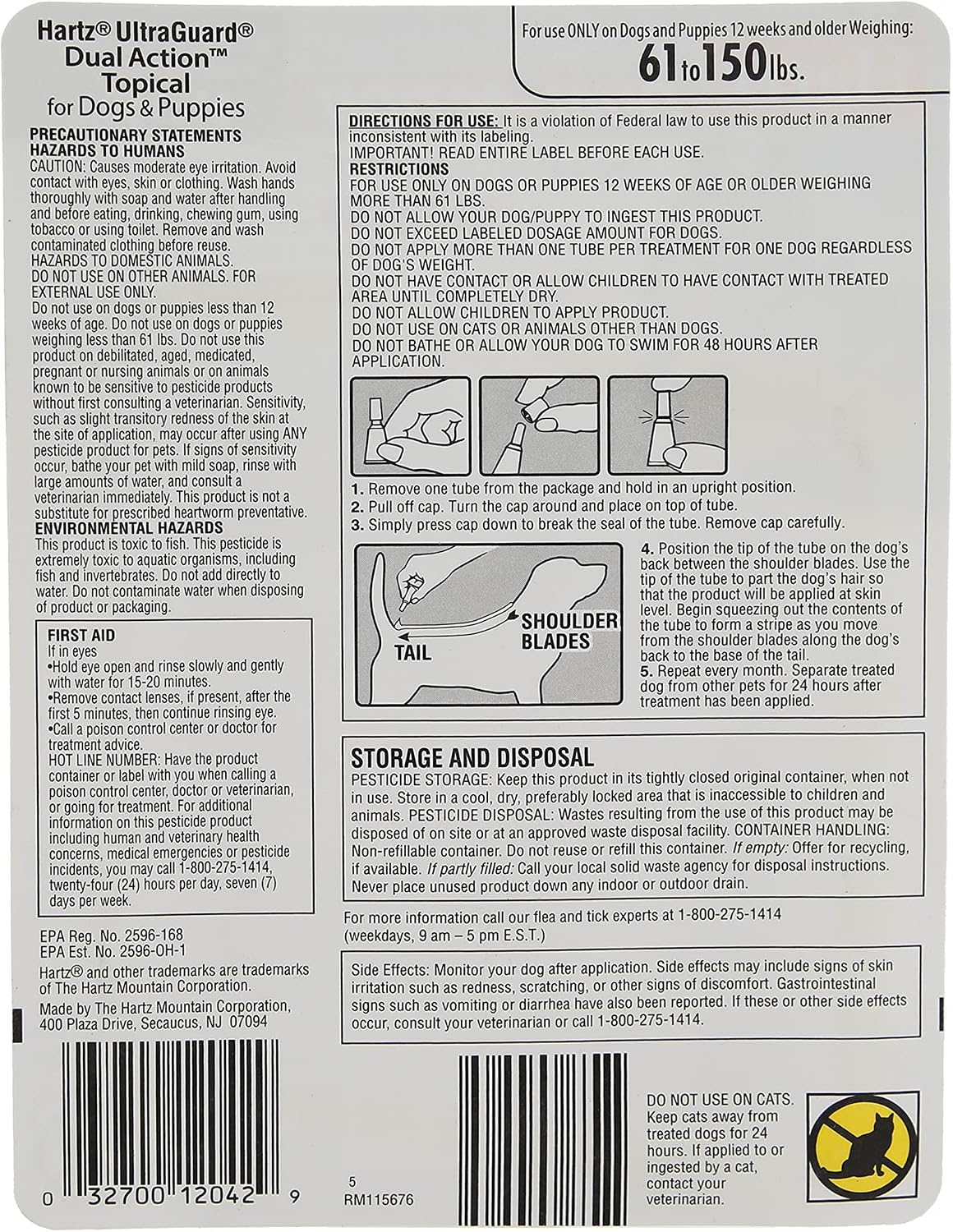 Hartz UltraGuard Dual Action Flea & Tick Topical Dogs & Puppies Treatment & Prevention, 6 Months, 60+ lbs