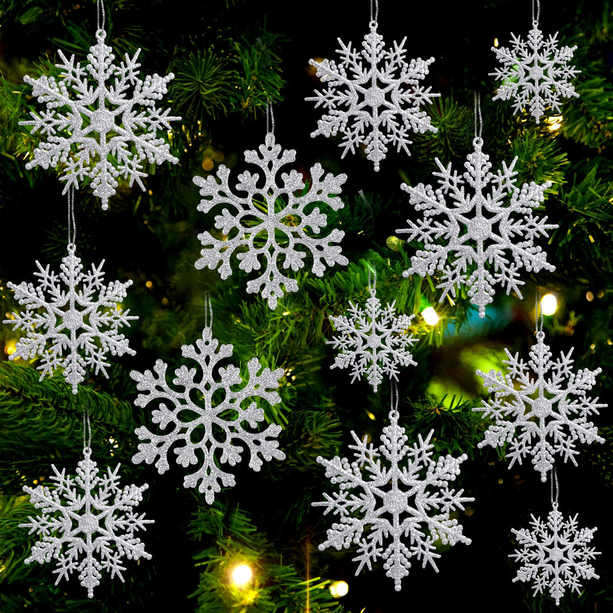 kockuu Christmas Decorations Snowflake Ornament White for Tree Decor Craft