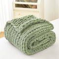 Chunky Knit Blanket Throw for Couch, 51"x63" Chunky Yarn Knitted Blankets | 100% Hand Knit Thick Chenille, Soft Breathable for Bed, Sofa, Home Decor, Cozy Gifts for Women Friends, Sage Green