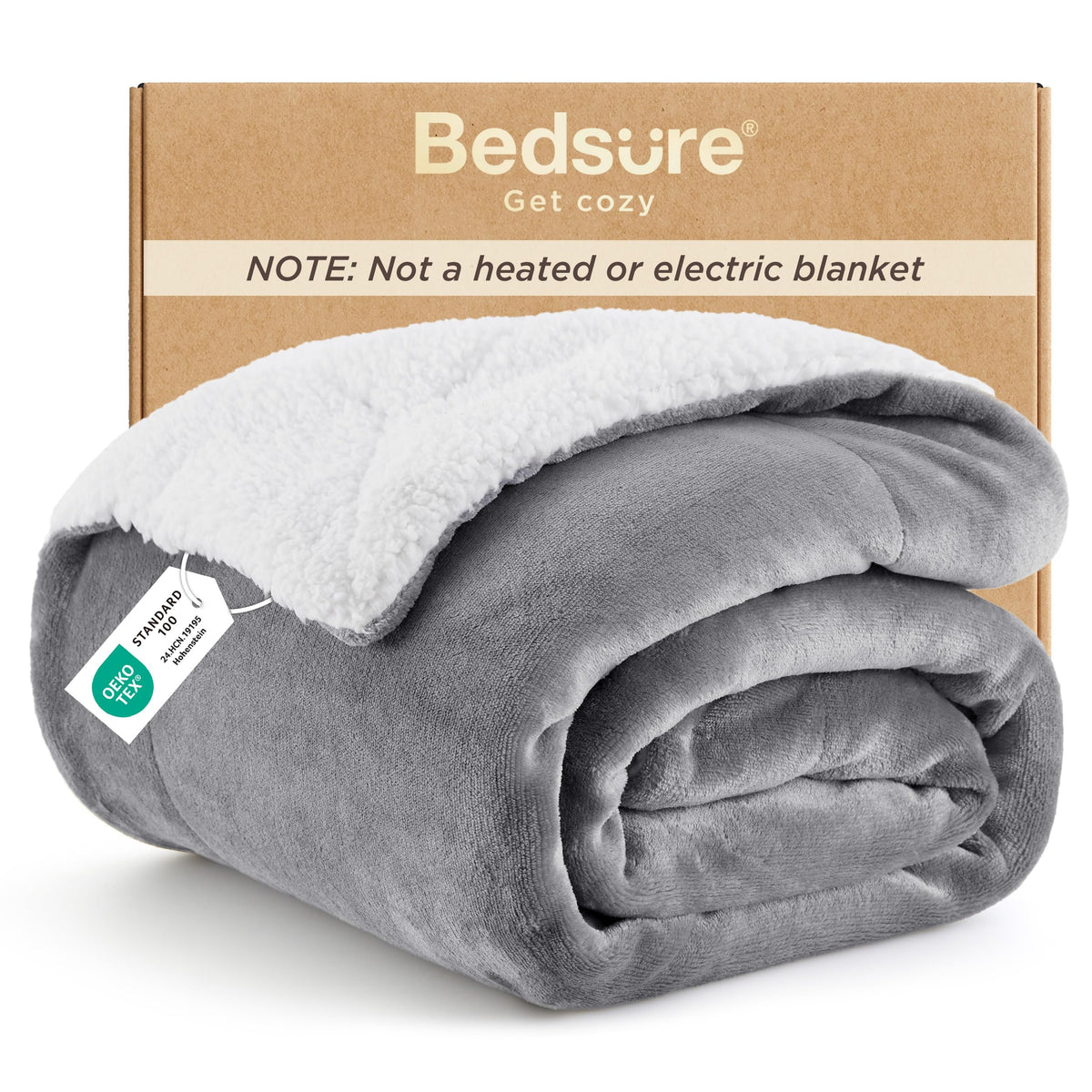 Bedsure GentleSoft Sherpa Fleece Throw Blanket for Couch, Non-Heated, Thick and Warm Throw for Women and Men, Soft Fuzzy Plush Weight Blanket for Winter, Navy, 50x60 Inches