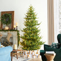Glitzhome 15ft Prelit Artificial Christmas Tree, Vibrant Evergreen Fir with 5,000 Warm White/Multi-Color Chasing and Twinkling Lights, 13,459 PE&PVC Branch Tips, 9 Function w/Foot Pedal, Simple Setup